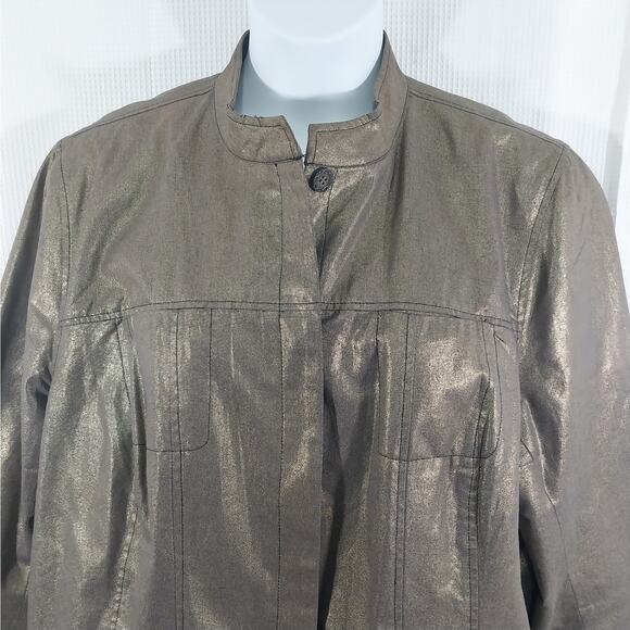 KORET! LUXE MIDNIGHT GOLD METALLIC BUTTON FRONT NEHRU JACKET, BLAZER! SZ 22W - Picture 4 of 11